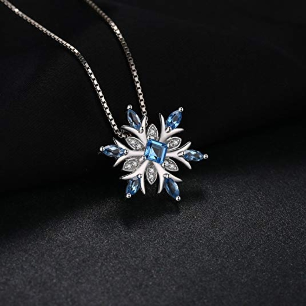 ❄️ Swiss Blue Topaz Snowflake Pendant